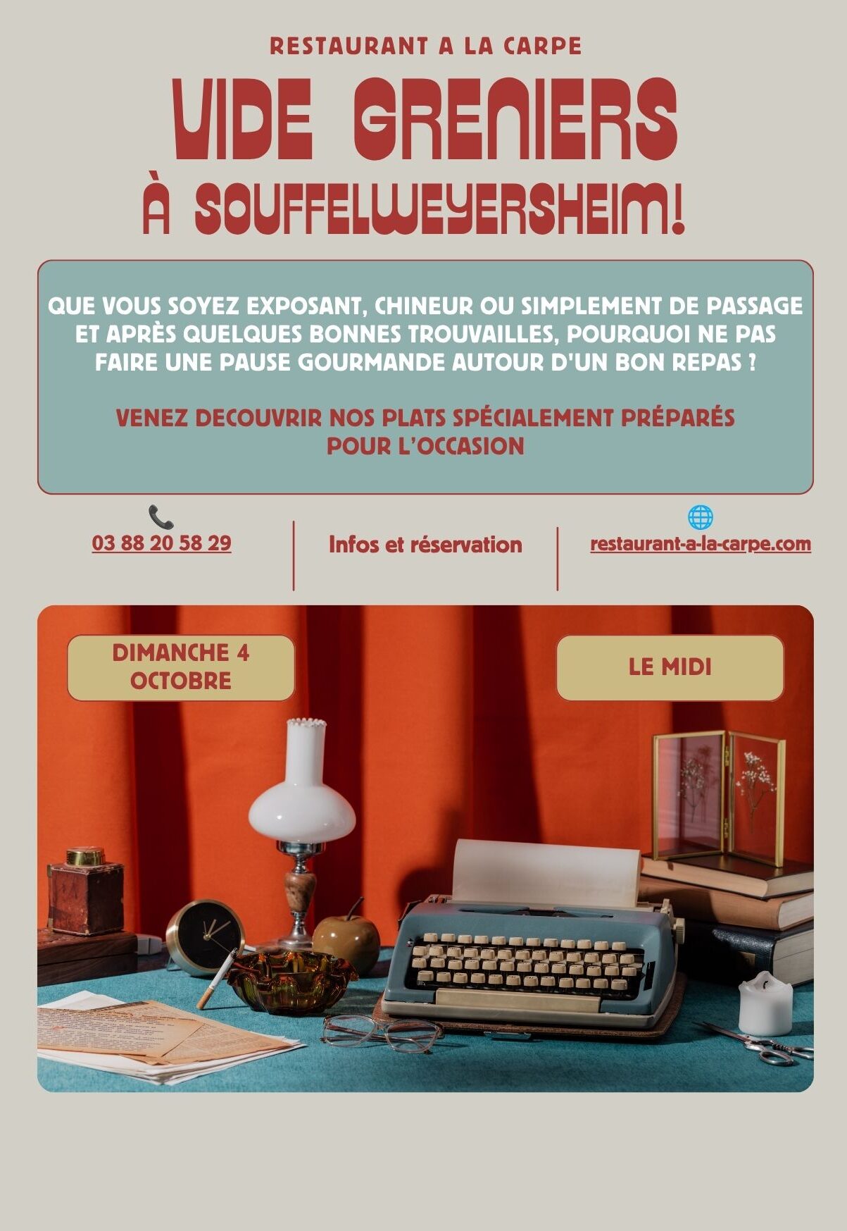 cropped-VideGrenier.jpg Vide Grenier Menu Spécial restaurant a la Carpe